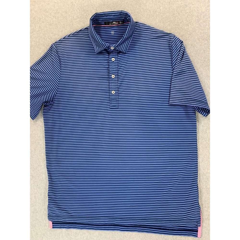 RLX Polo Ralph Lauren Wicking Striped S/S Performance Polo Shirt‎ (Men's Large)